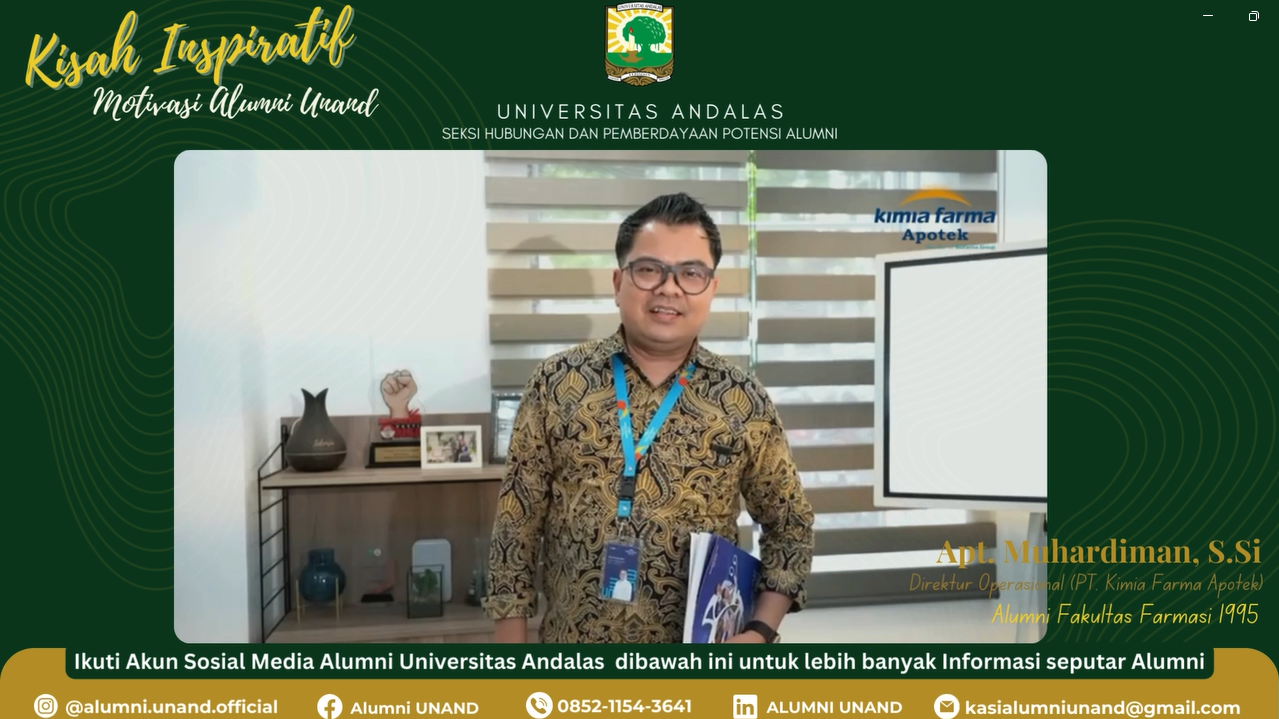 Kisah Inspiratif Motivasi Alumni Universitas Andalas Bapak Apt. Muhardiman S.Si
